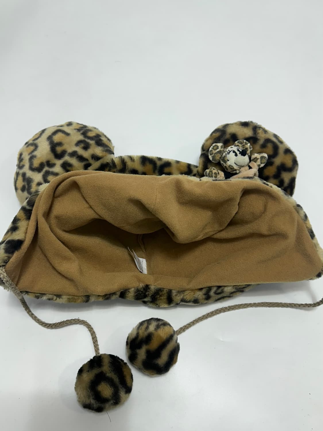 도쿄디즈니 미니마우스 호피 레오파드 갸루 털모자  상품이미지6