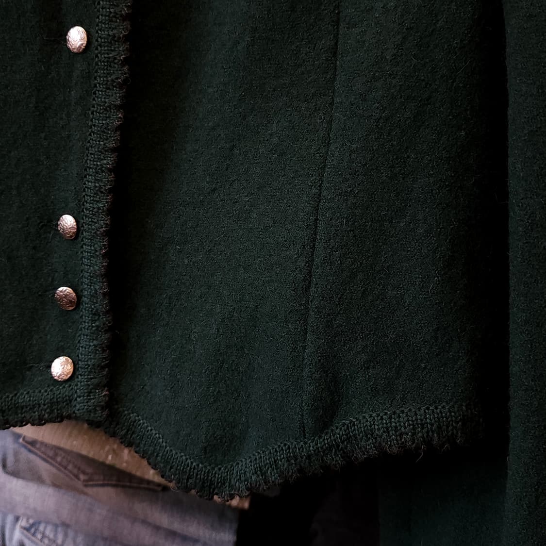 90s 울 트위드 자켓 프렌치 울 자켓 오스트리아 티롤자켓 빈티지 그린 상품이미지4