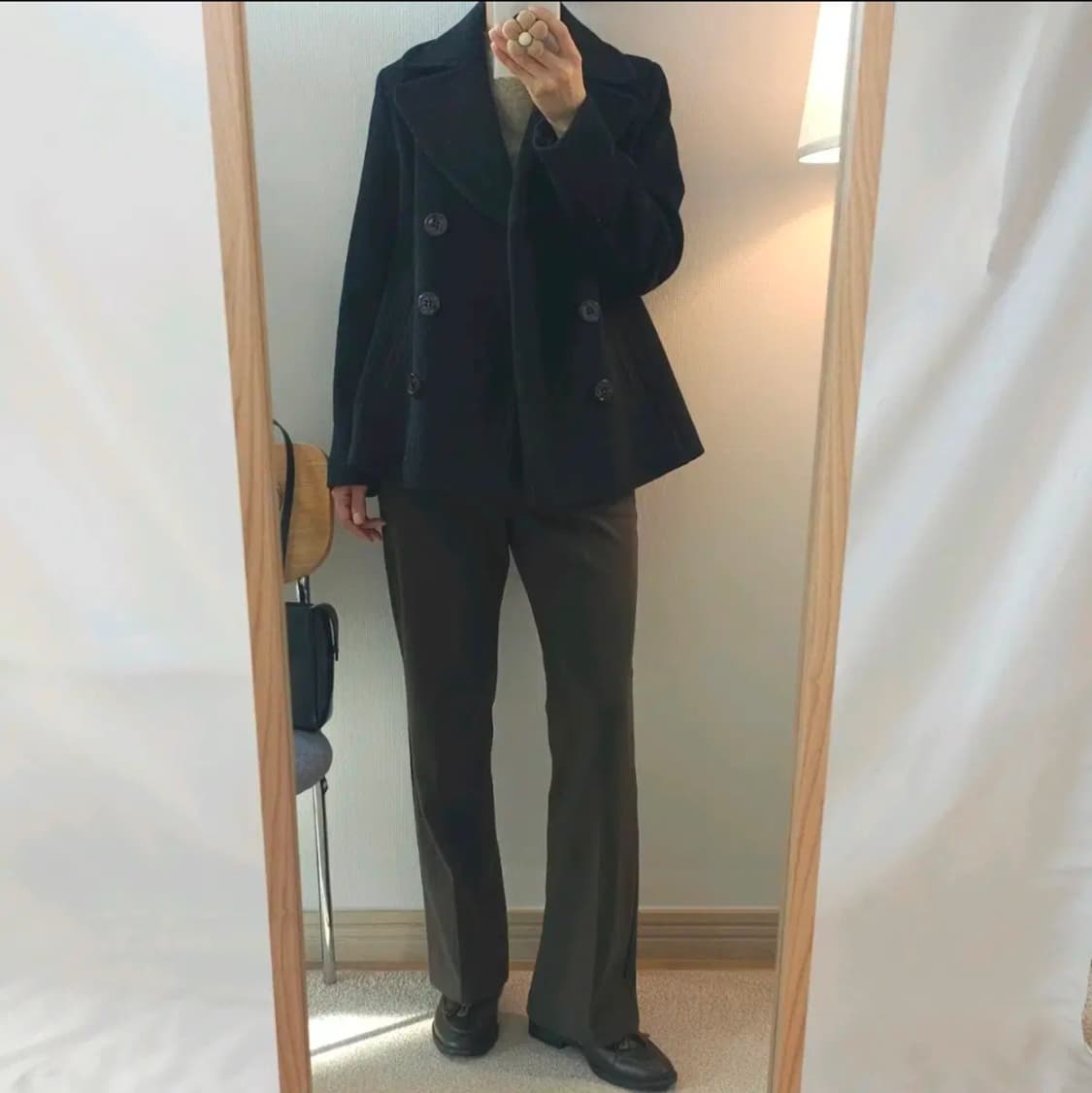 (54)KEITH 울 모직 더블 숏 코트 차콜 상품이미지2