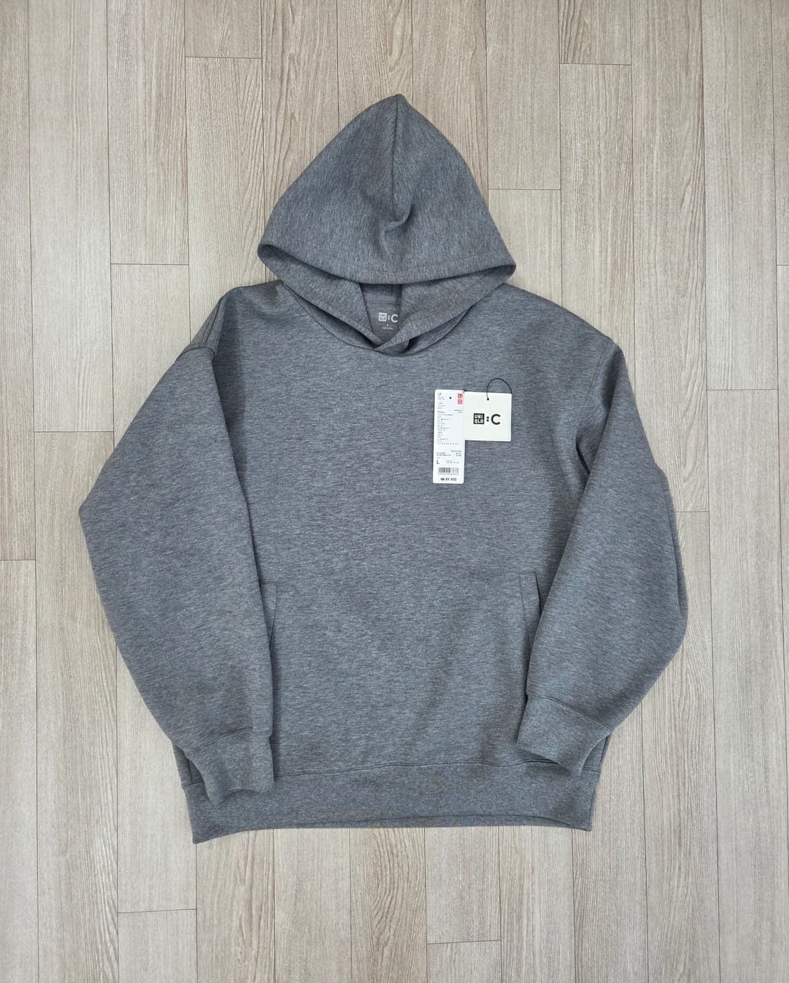 (1회착)유니클로C 후드티 스웨트오버사이즈 풀파카 05그레이 L 상품이미지2