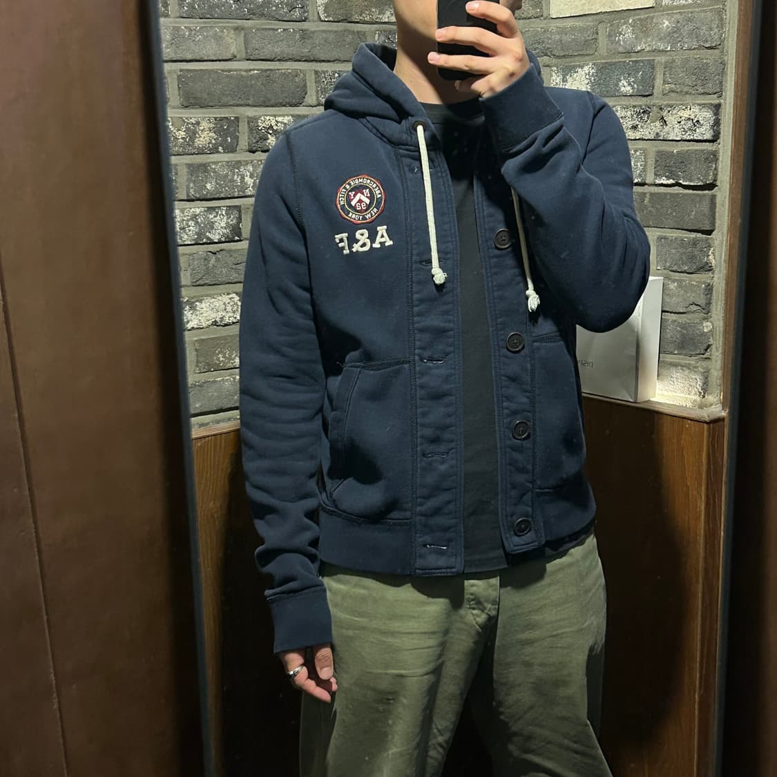 M) 아베크롬비 네이비 후드 버튼 집업 상품이미지9