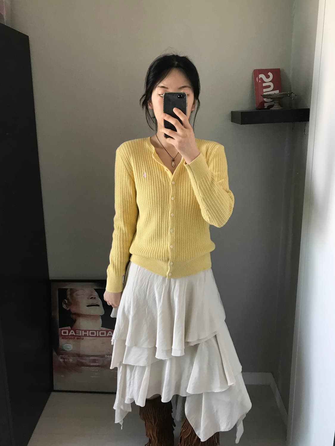 폴로 랄프로렌 포니 로고 옐로우 케이블 니트 가디건 상품이미지2