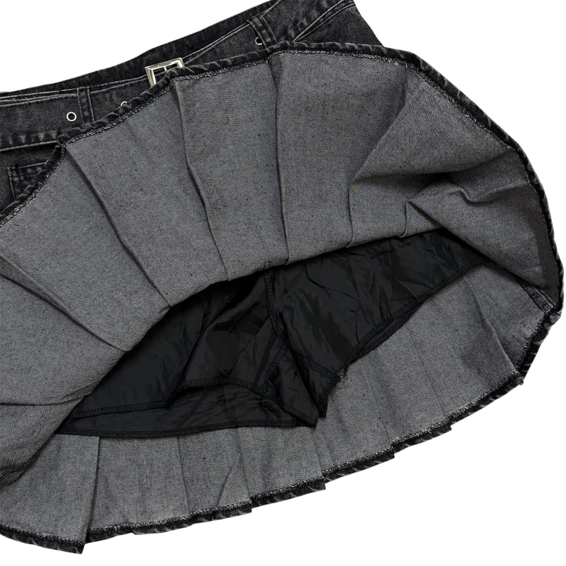 Y2K 무드 벨티드 데님 플리츠 스커트 상품이미지5