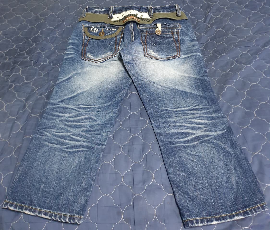 (빈티지) 로리타 진 에이징 워싱 7부 데님팬츠 블루 (M) 상품이미지3