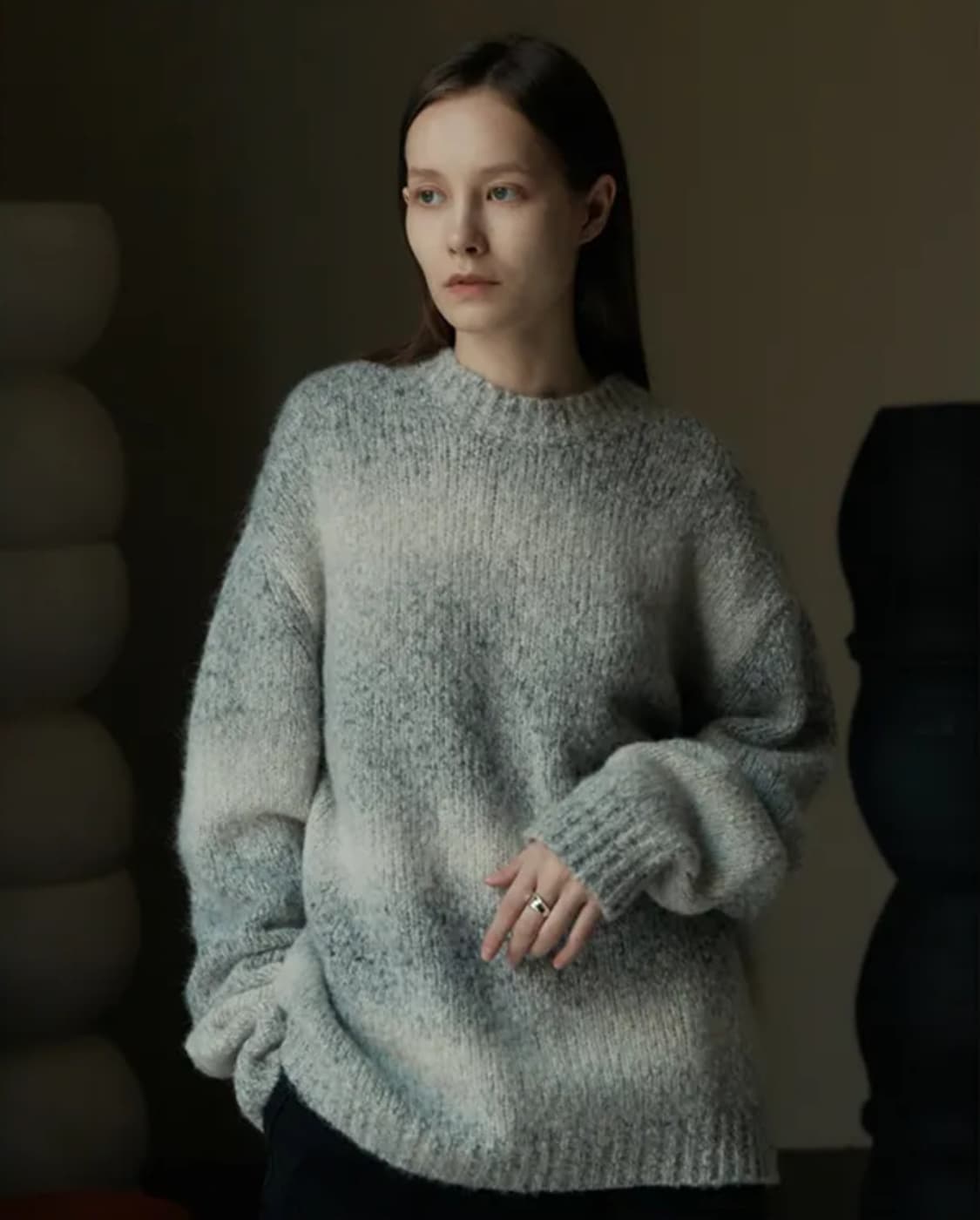 coor 쿠어 알파카 그레디언트 스웨트 니트 라이트그레이 M 상품이미지1