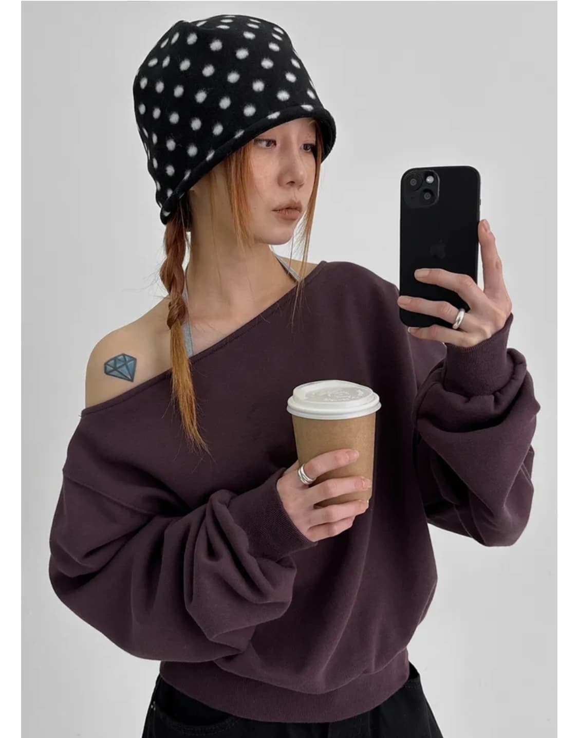 블랙업 플리스 도트 비니 상품이미지2