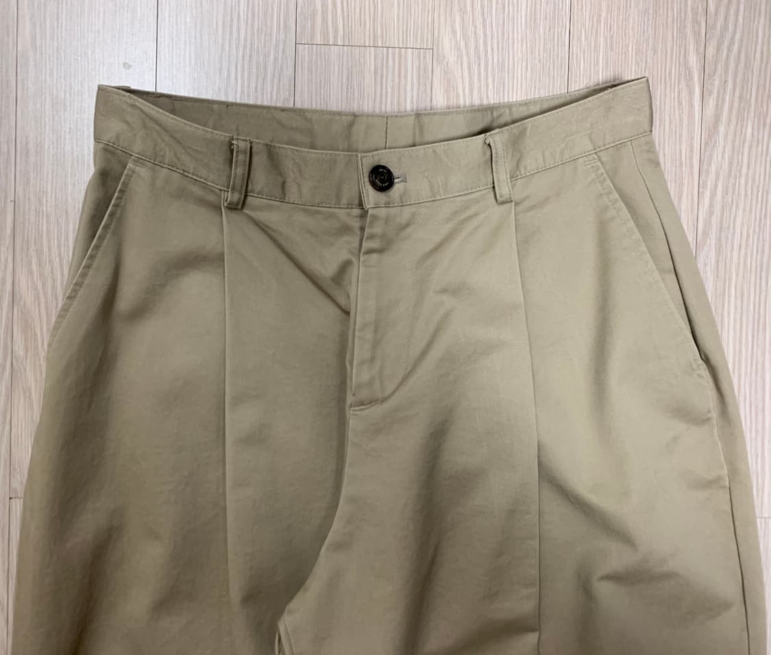 하프크라이즈 치노 원턱 와이드 팬츠 베이지 상품이미지7