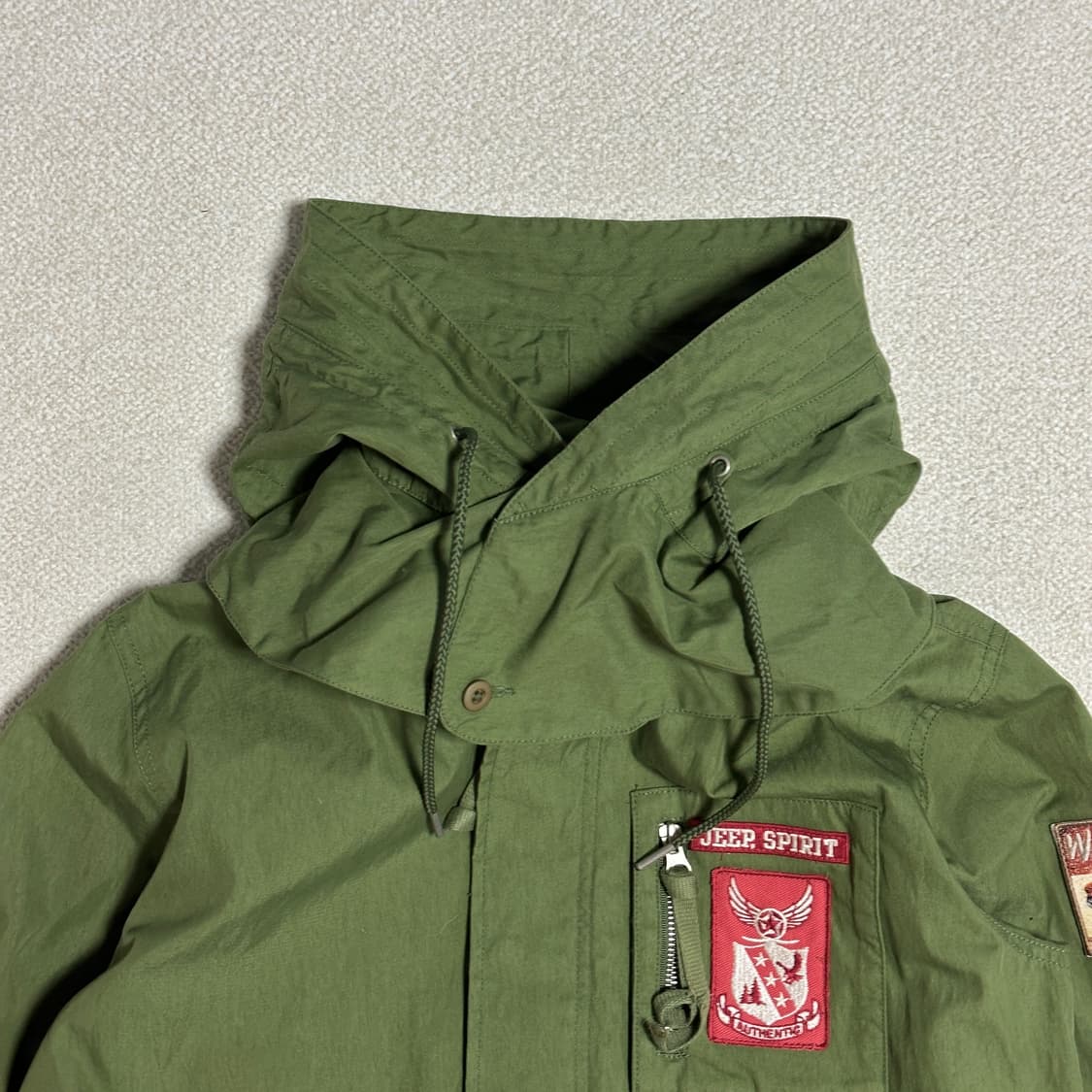 지프 스피릿 홑겹 넓은 날개 후드 롱 야상 상품이미지5