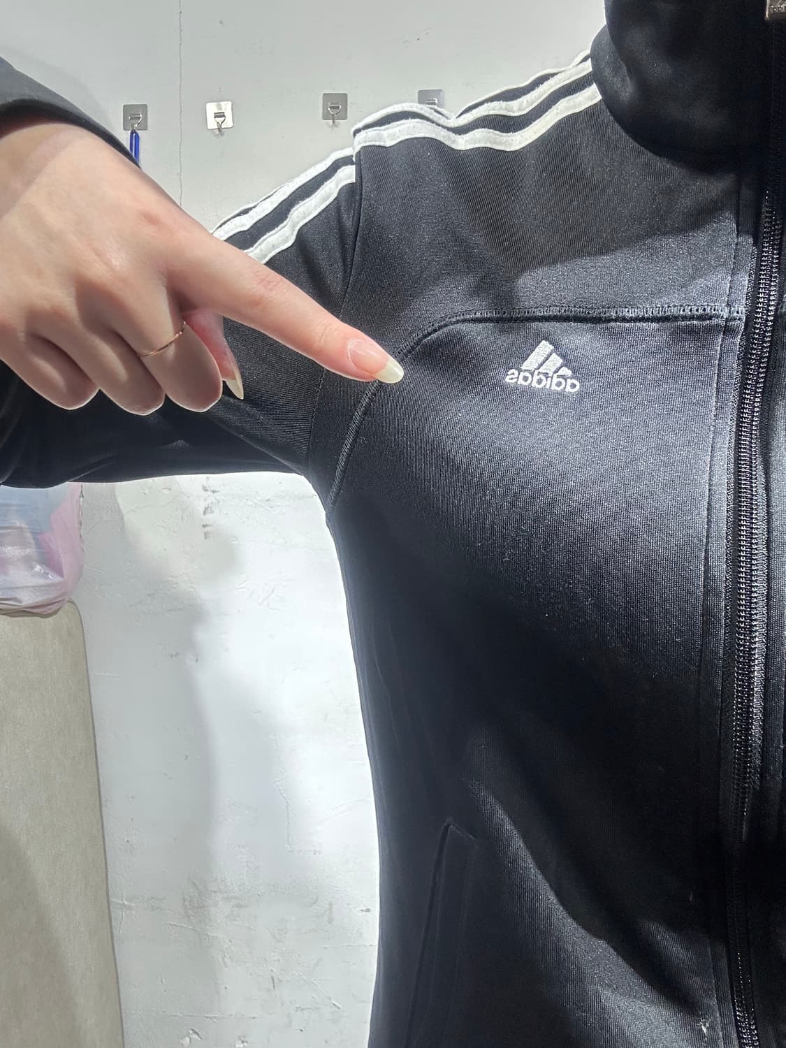 아디다스 블랙 스몰 로고 화이트 삼선 트랙탑 져지 M 상품이미지4