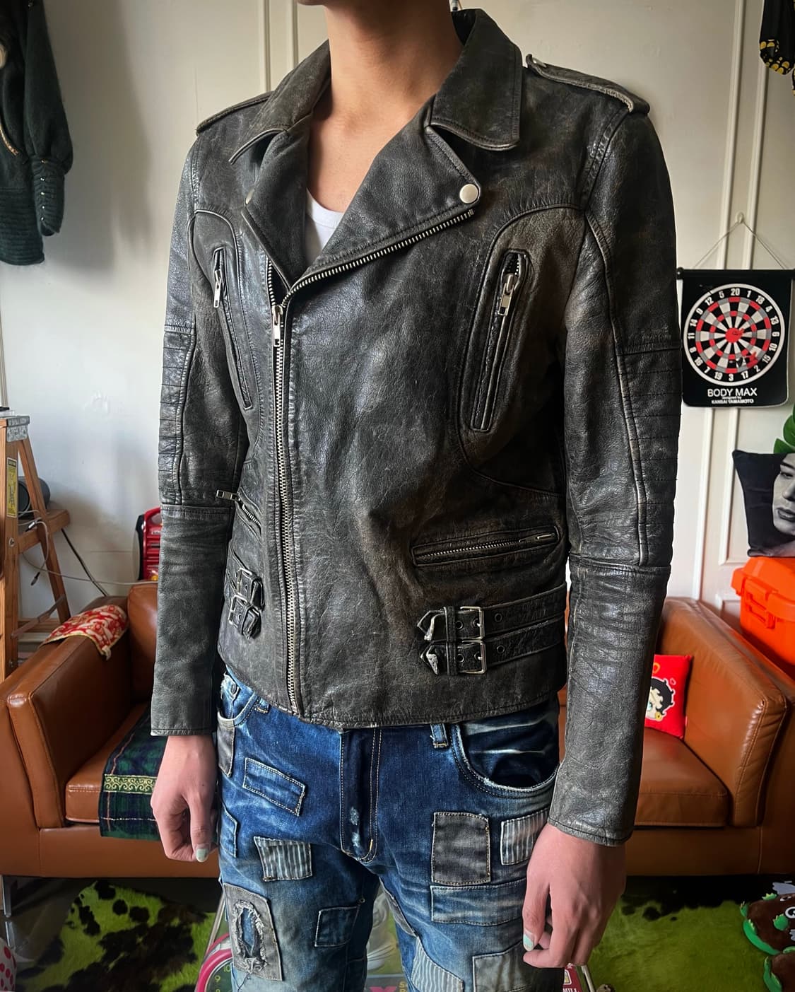 Italian Vintage Real Leather Rider JK 상품이미지2