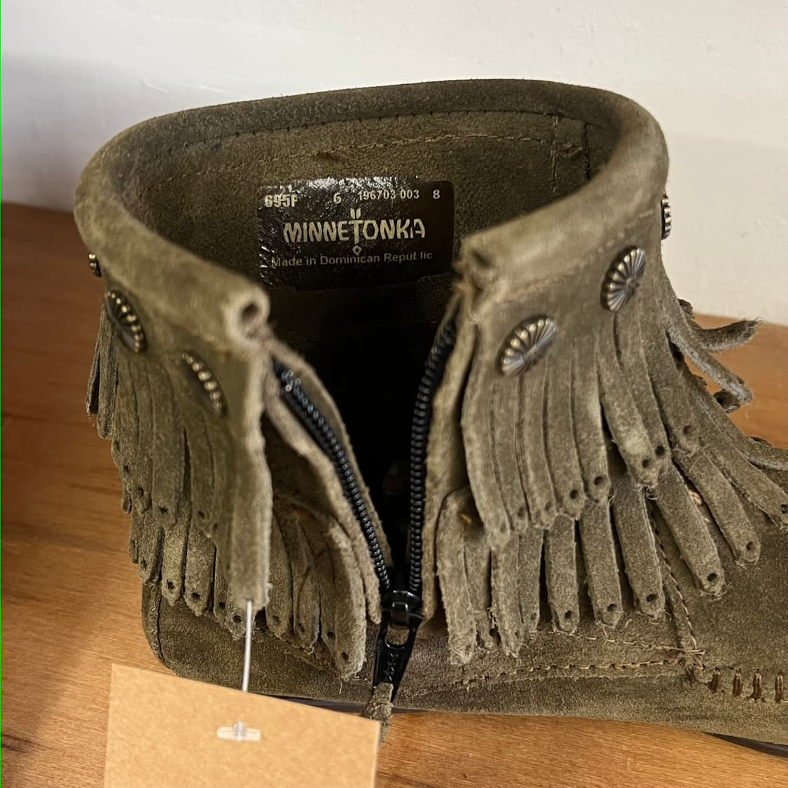 미네통카 더블 프린지 부츠 '카키' 상품이미지4