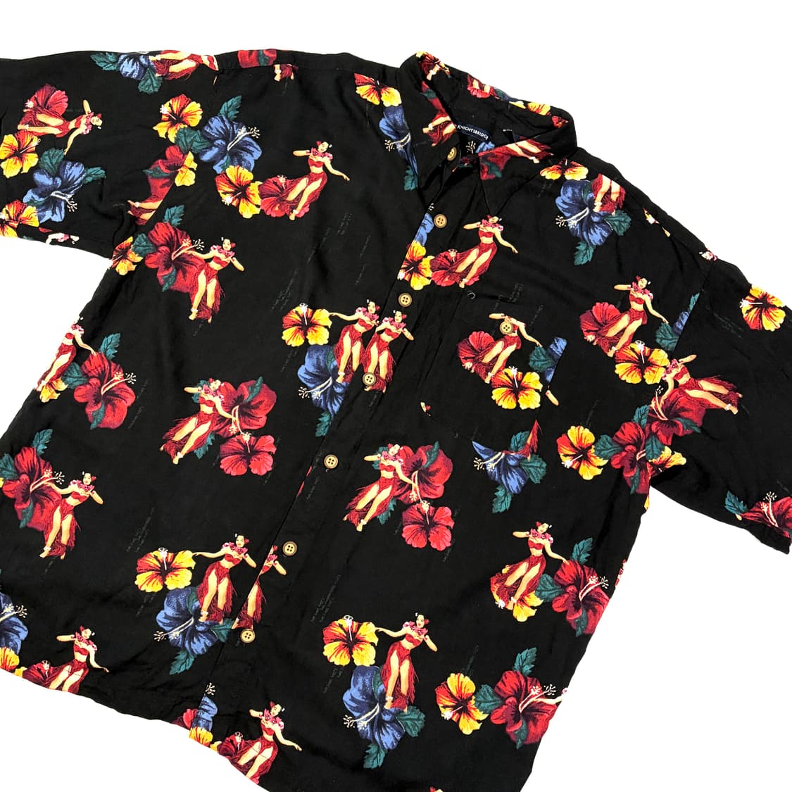 Knights Bridge 블랙 플라워걸 하와이안 셔츠 2XL 상품이미지4