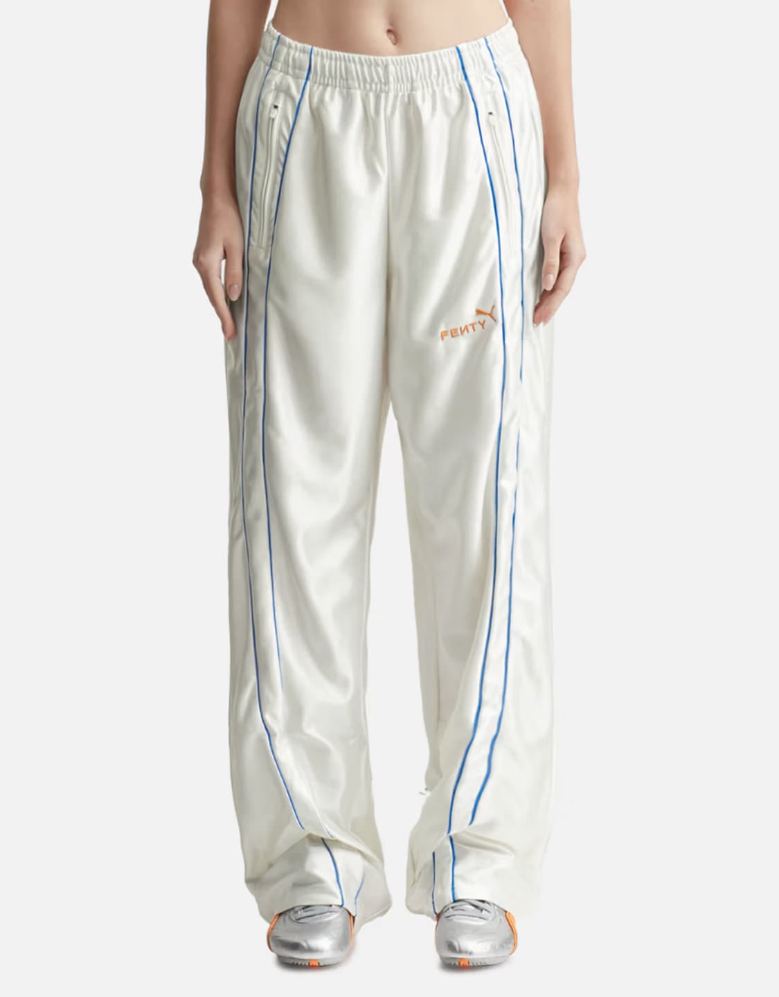 푸마 x FENTY T7 실크 자수 트랙팬츠 트레이닝 바지 크림 화이트 상품이미지3