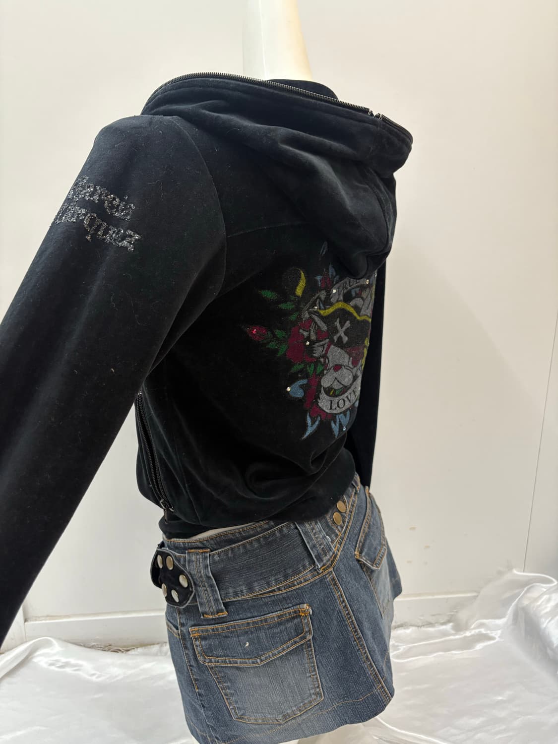 Y2K 벨벳 투웨이 집업 상품이미지3