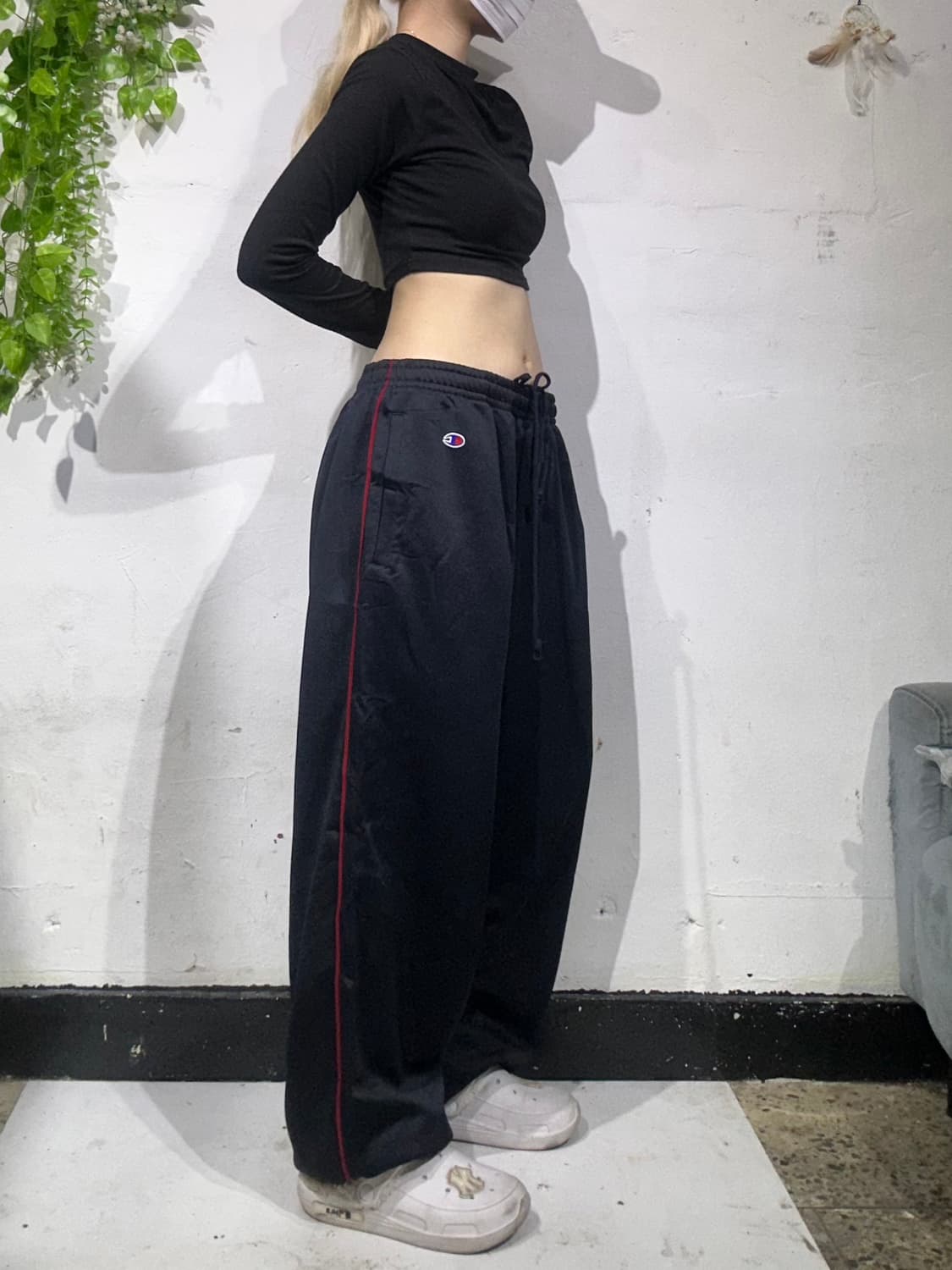 챔피온 블랙 데드스탁 레드 사이드 라인 트레이닝 팬츠 추리닝 바지 L 상품이미지1