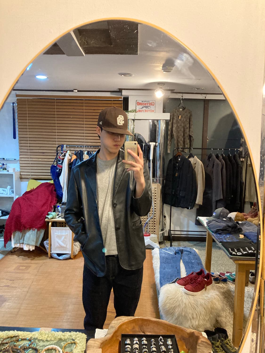 램스킨 투버튼 싱글 레더자켓 상품이미지1