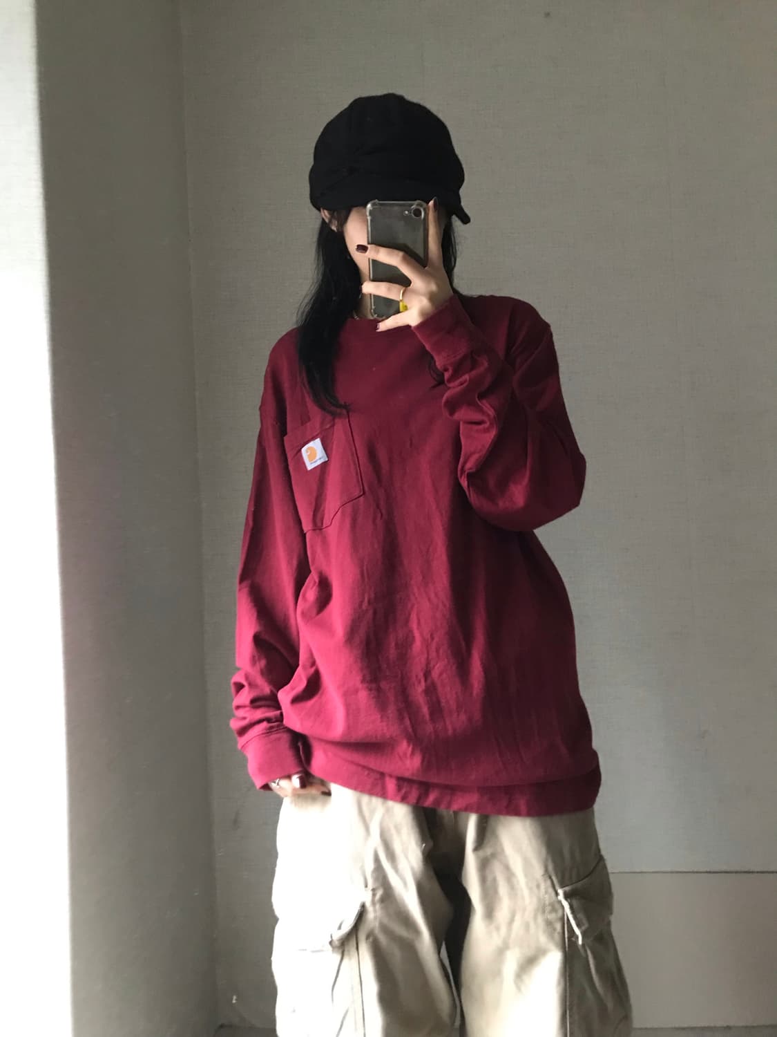 칼하트 버건디 롱슬리브 상품이미지3