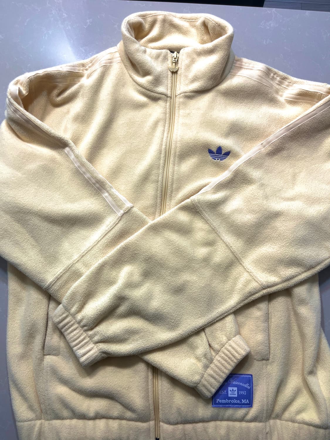 아디다스 연노랑 연보라 삼선 플리스 후리스 상품이미지5