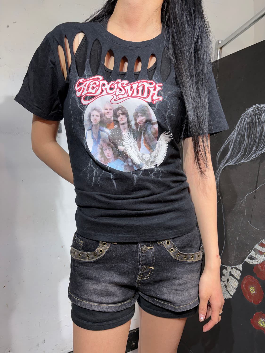 Aerosmith 갸루깔 밴드 락 티셔츠 M 상품이미지2