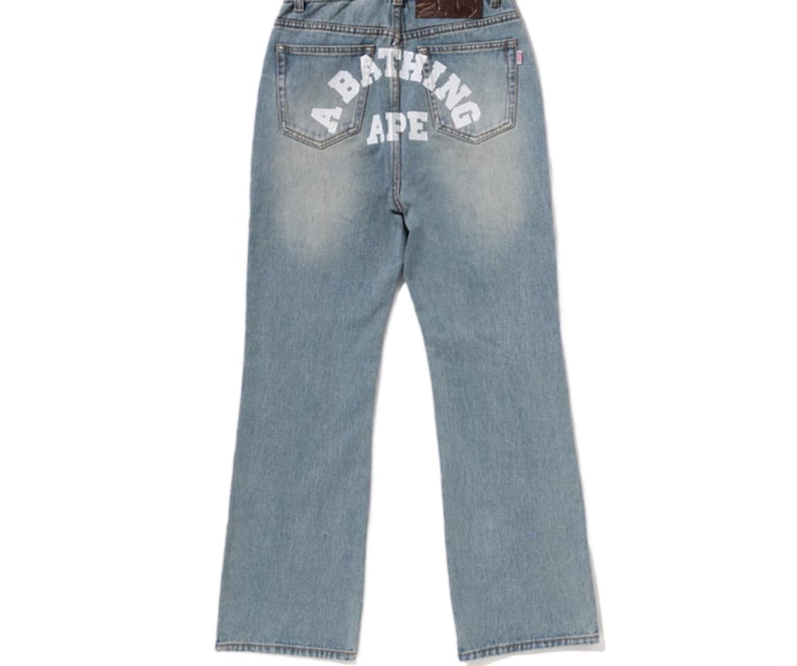 (W) 베이프 어 베이싱 에이프 로고 부츠컷 데님 팬츠 인디고 상품이미지1