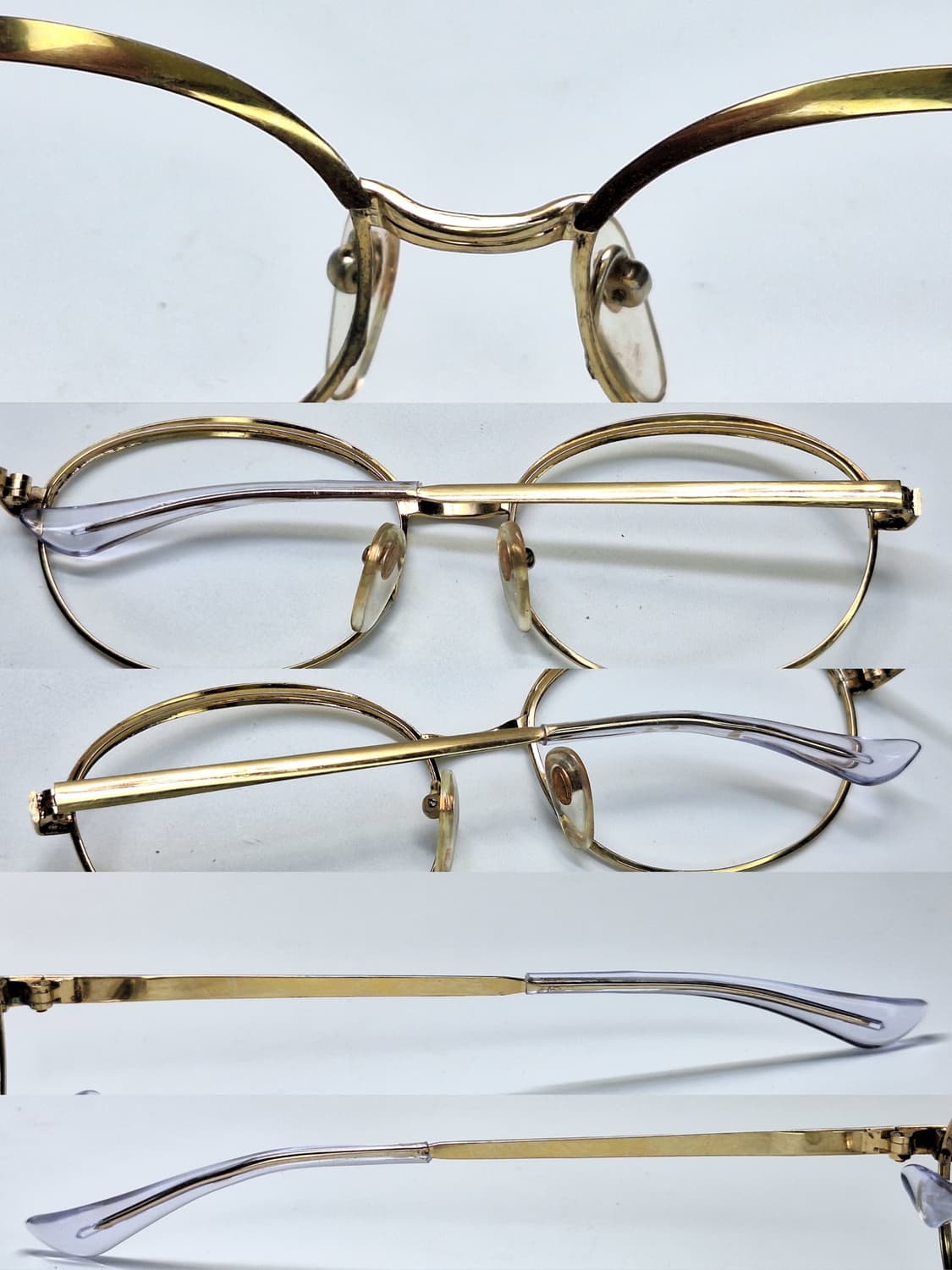 80s 일본제 빈티지 데드스톡/골드 브로우라인 포인트 안경테 133mm 상품이미지9