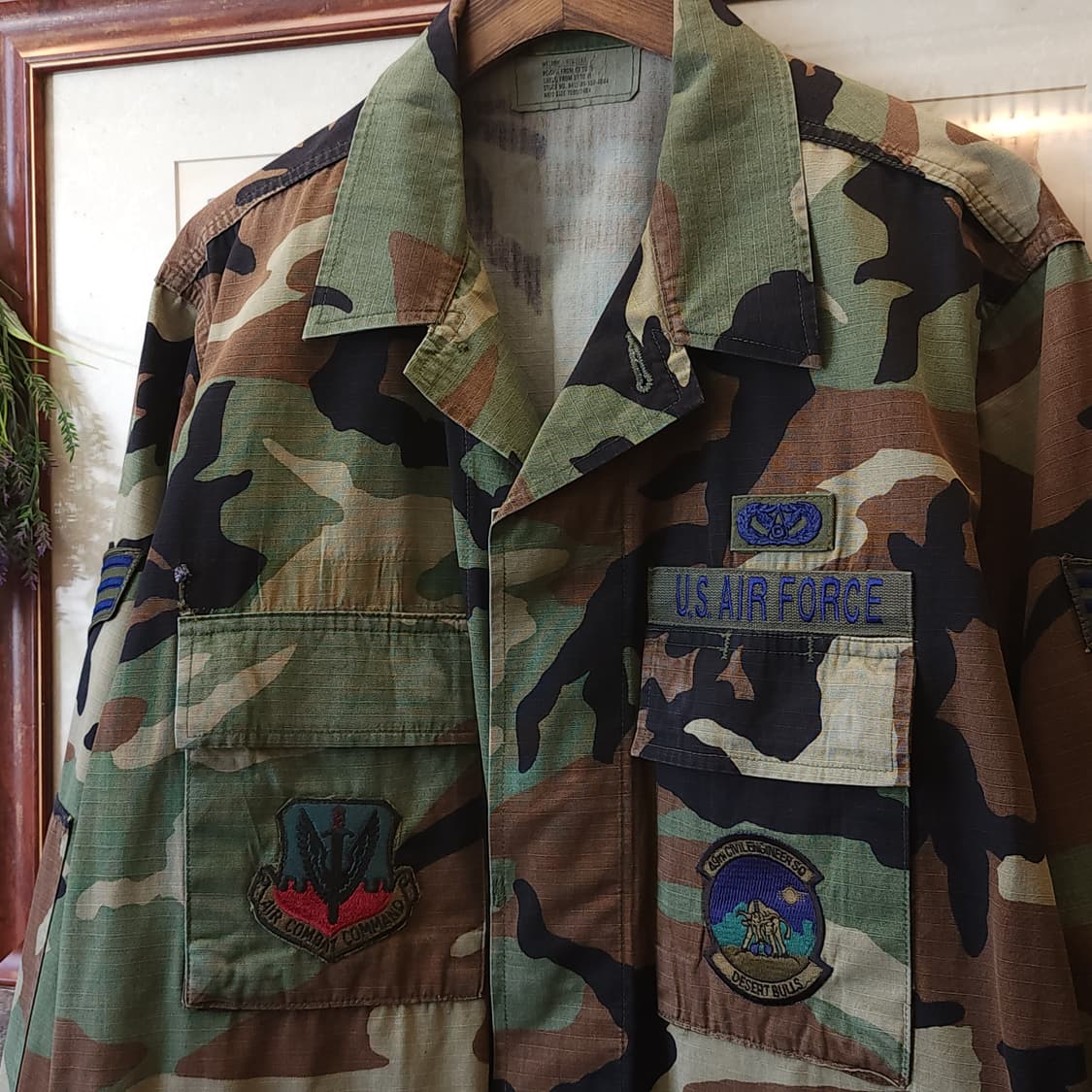 90s 미군 BDU 카모셔츠 우드랜드 에어포스 미디움 레귤러 상품이미지5