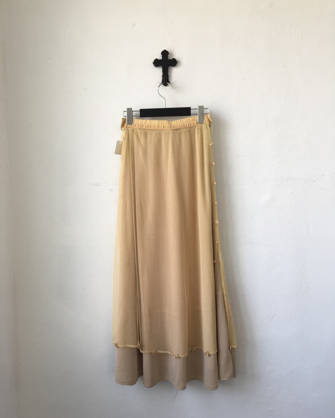 Side button point lace layered long skir 상품이미지3