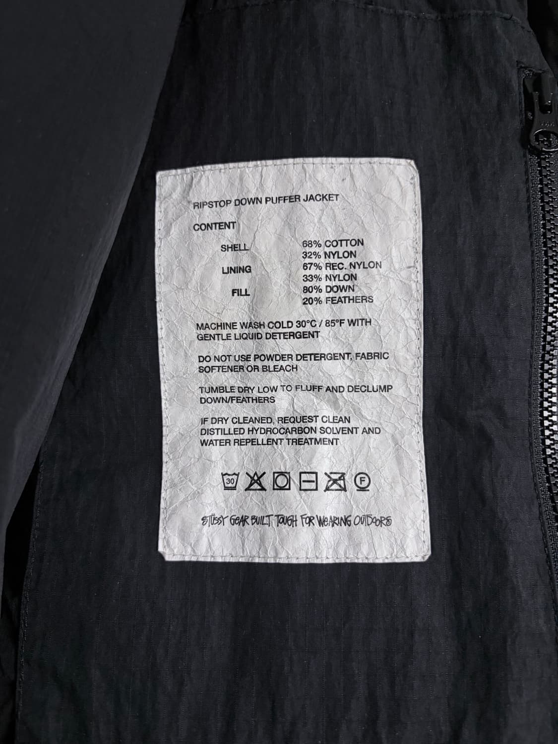 스투시 립스탑 패딩 블랙 상품이미지5