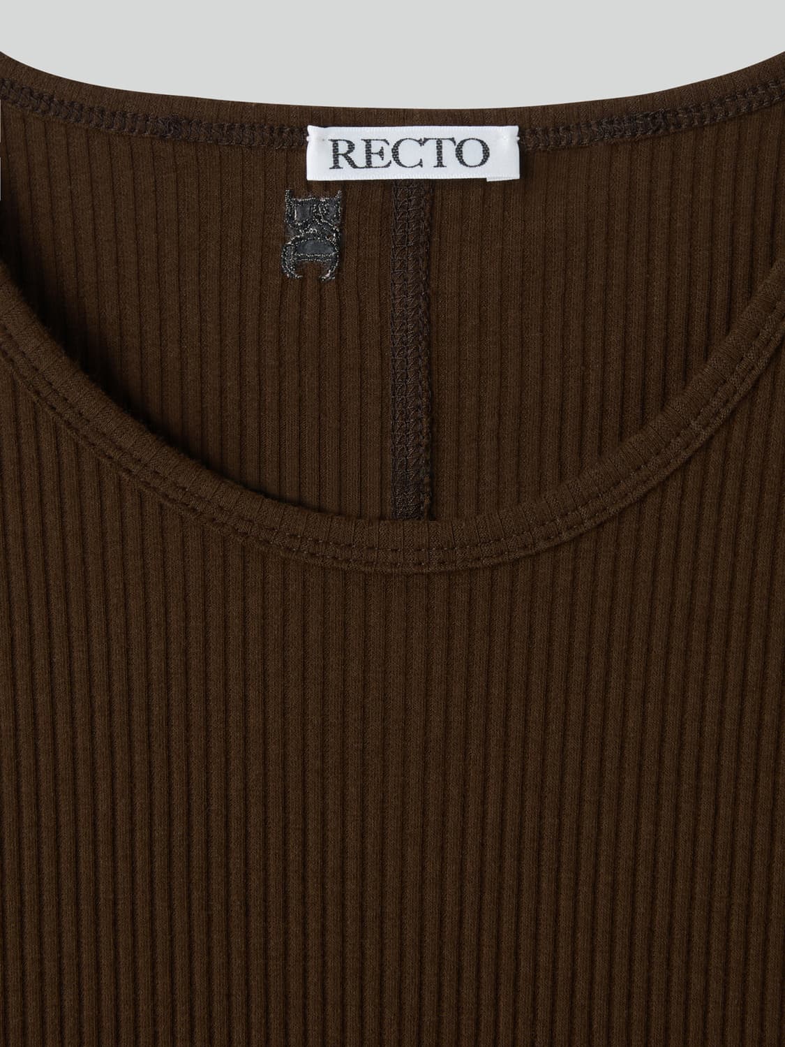 렉토 26SS 골지 립 저지 져지 탑 반팔 티셔츠 카키 브라운 상품이미지5