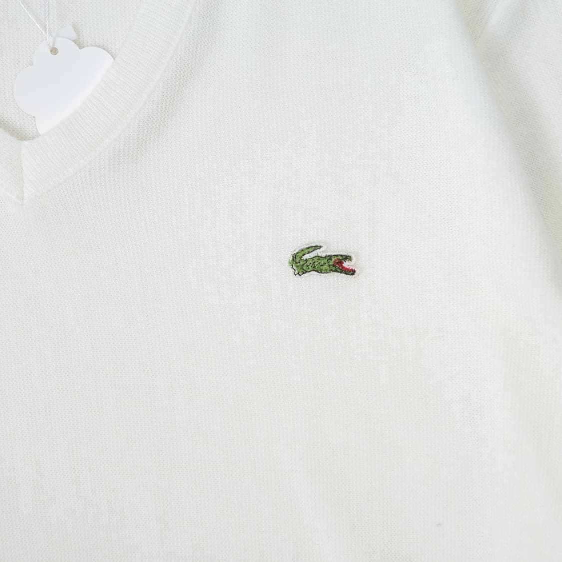 80s IZOD 라코스테 아크릴 V 넥 니트 화이트 상품이미지3