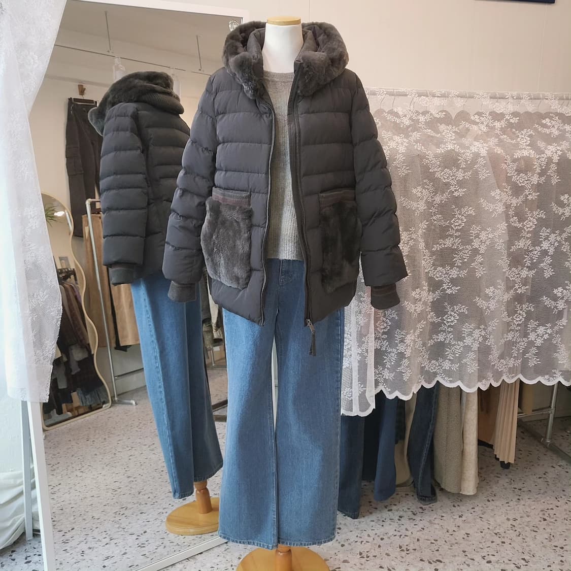 Kayesu 래핏퍼 구스다운 패딩 상품이미지2