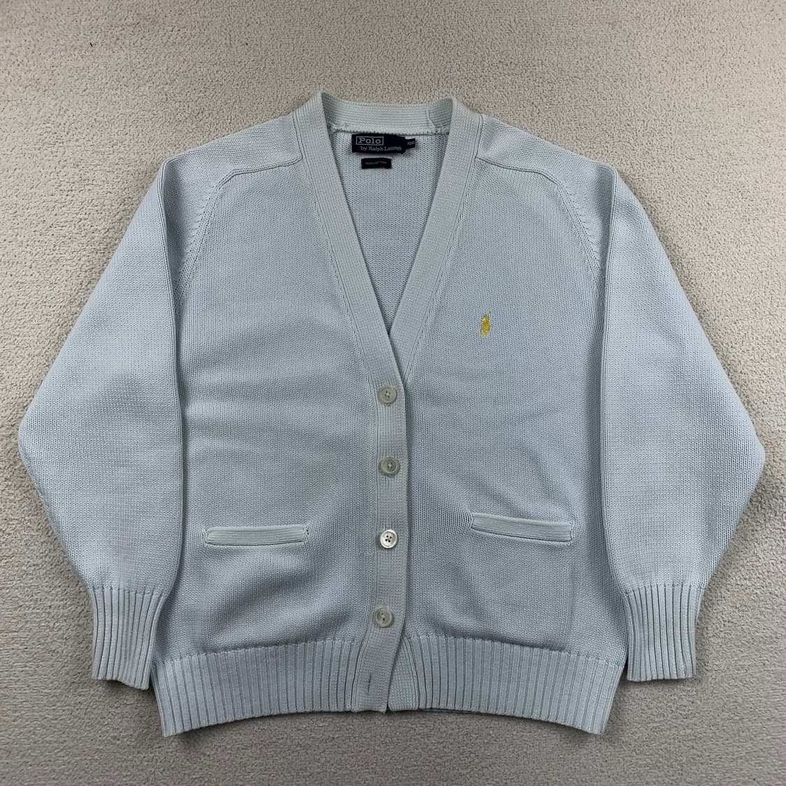 90s 폴로 랄프로렌 포니로고 코튼 니트 가디건 스카이블루 상품이미지1