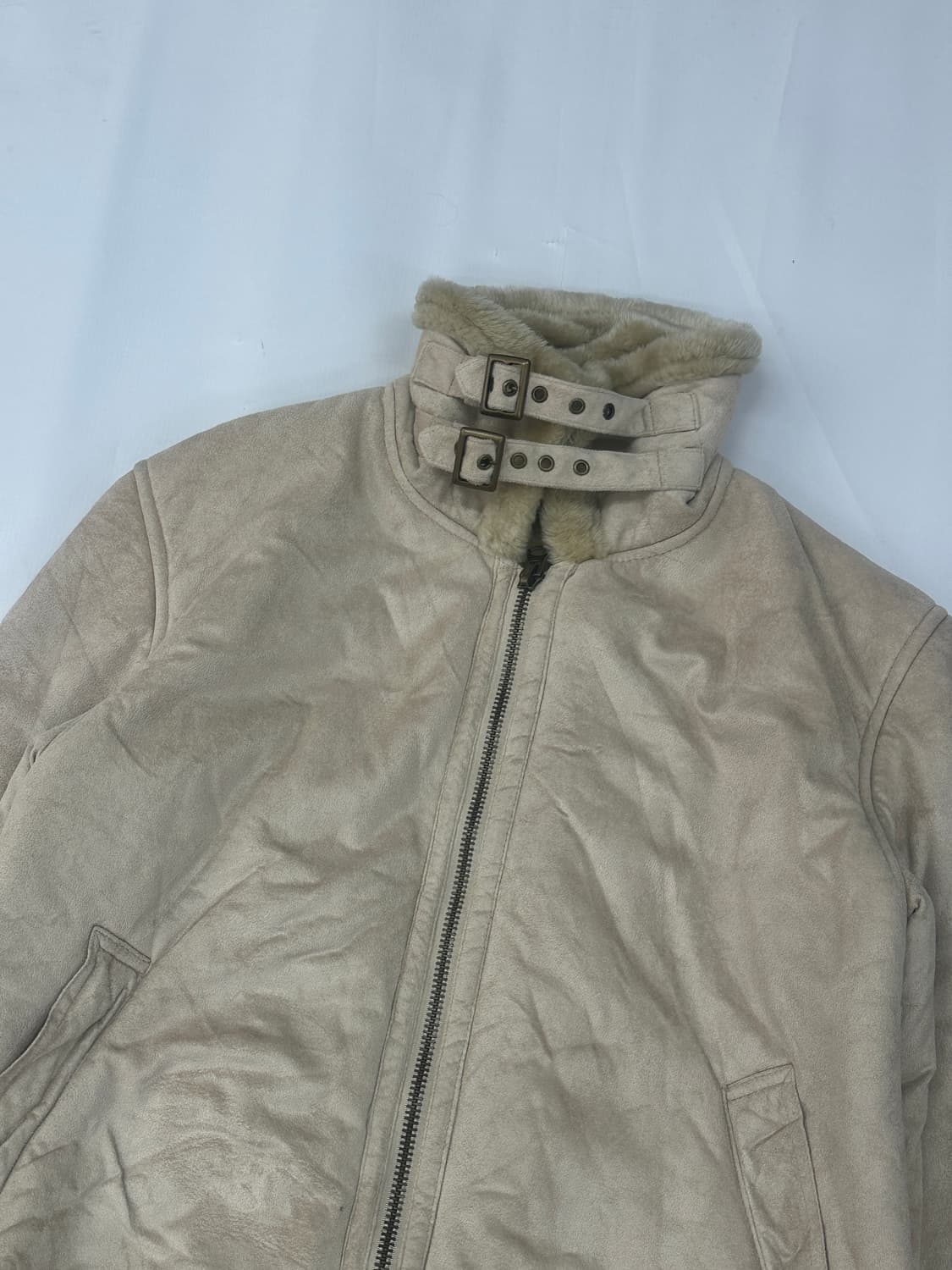 🤎베이지 스웨이드 퍼 무스탕 자켓🤎 그런지 히피 겨울 아우터 빈티지 상품이미지5