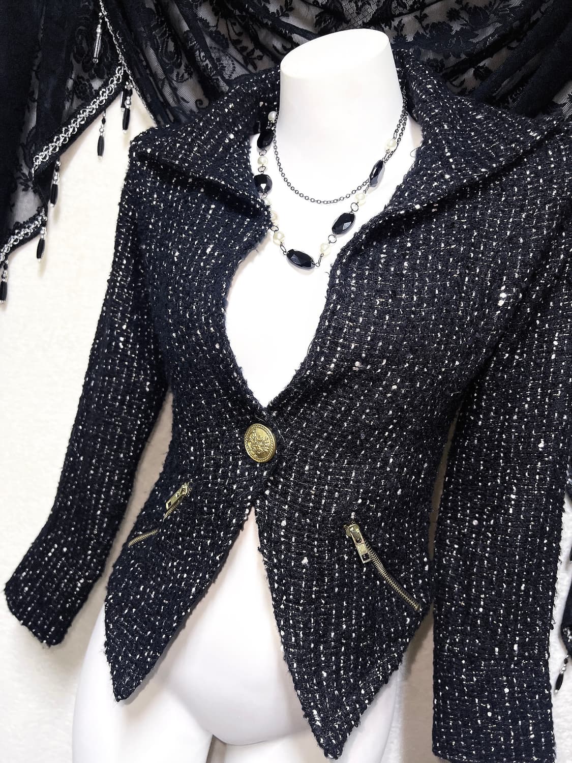 d.i.a 다이아 오네갸루 히메 고스펑크 고딕 트위드 금장 버튼 자켓 상품이미지7