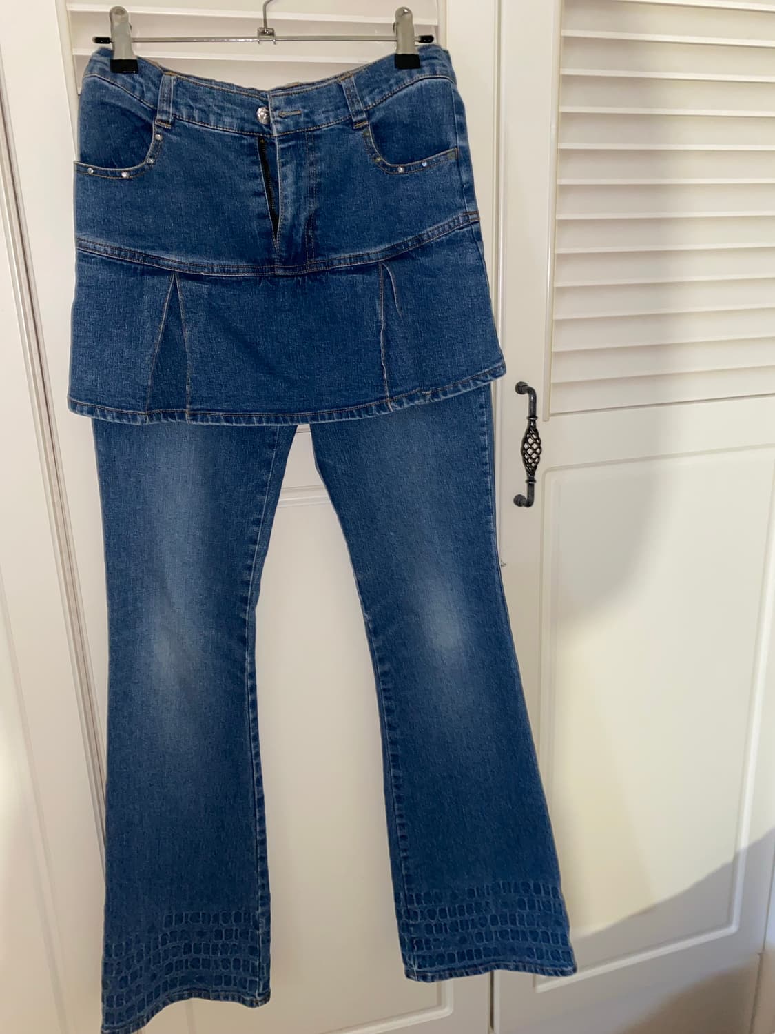 레이어드 팬츠 갸루깔 치마바지 부츠컷 빈티지 상품이미지1