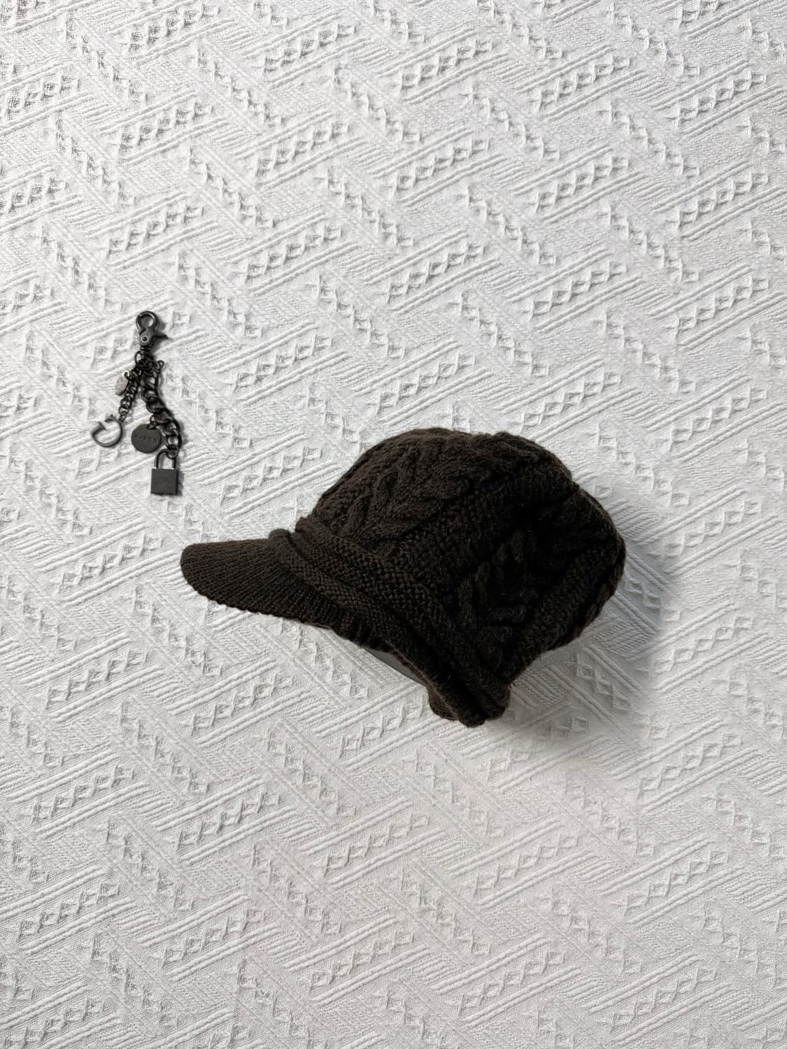 케이블 니트 패턴 셔링 캡 상품이미지5
