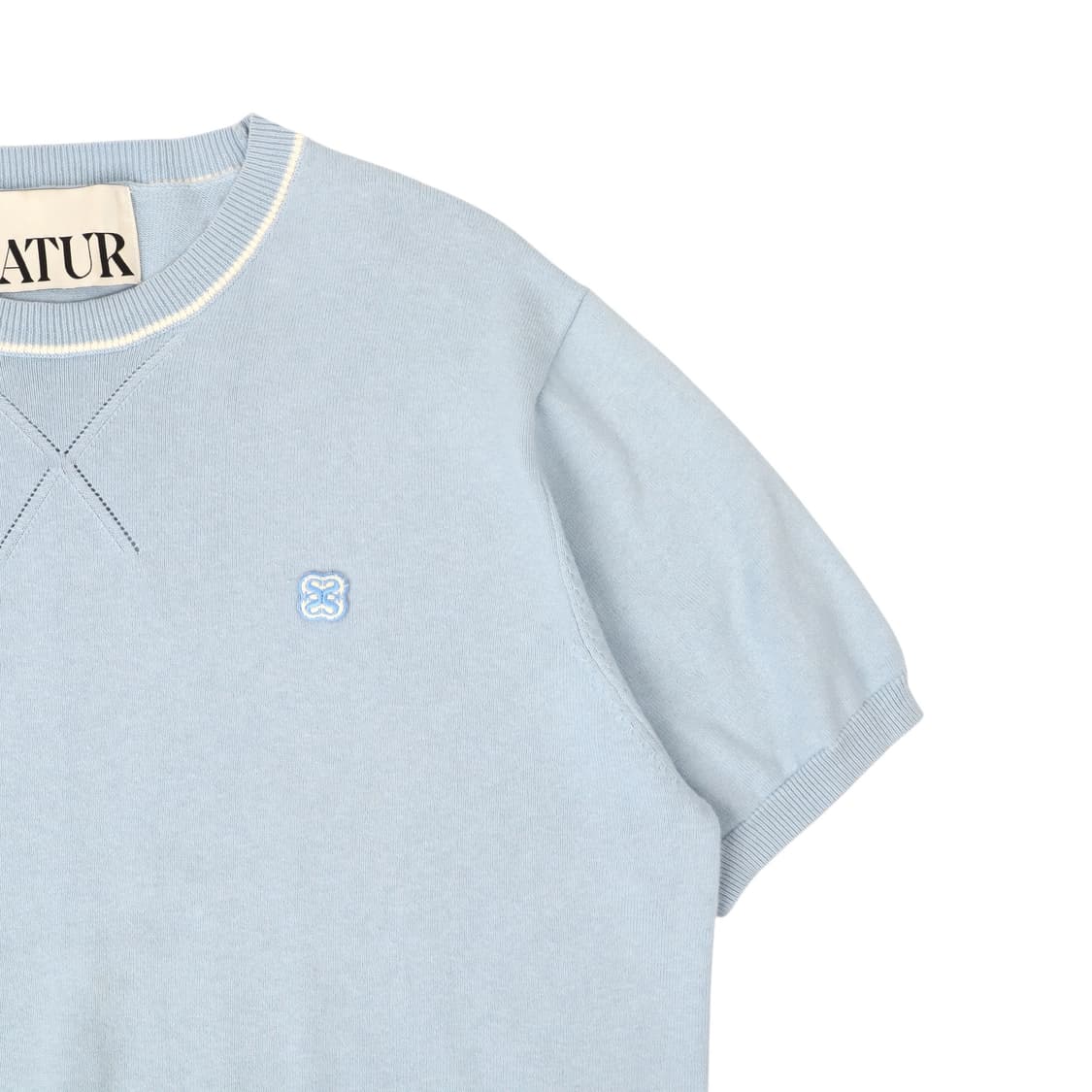 세터 엠브로이드 니트 하프 티셔츠 상품이미지3