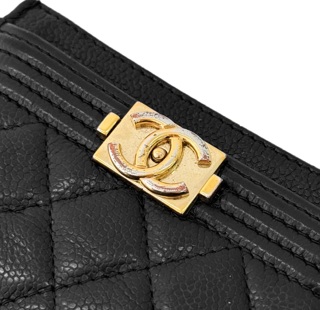 Chanel 샤넬 보이 클래식 캐비어 카드 홀더 지갑 금장 블랙 상품이미지3