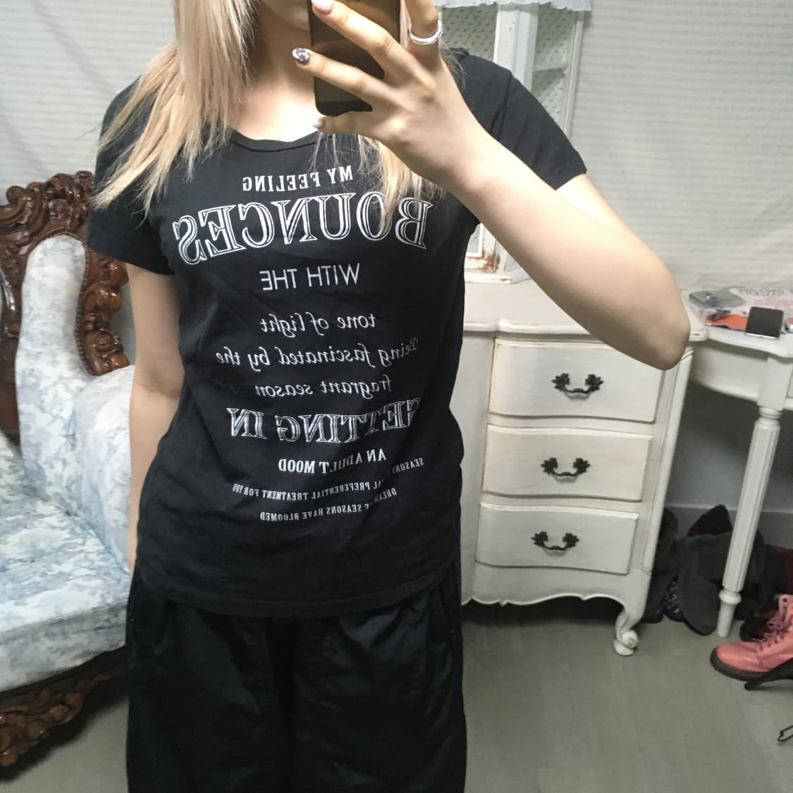 일본빈티지 프린팅 블랙 반팔 티셔츠 상품이미지4