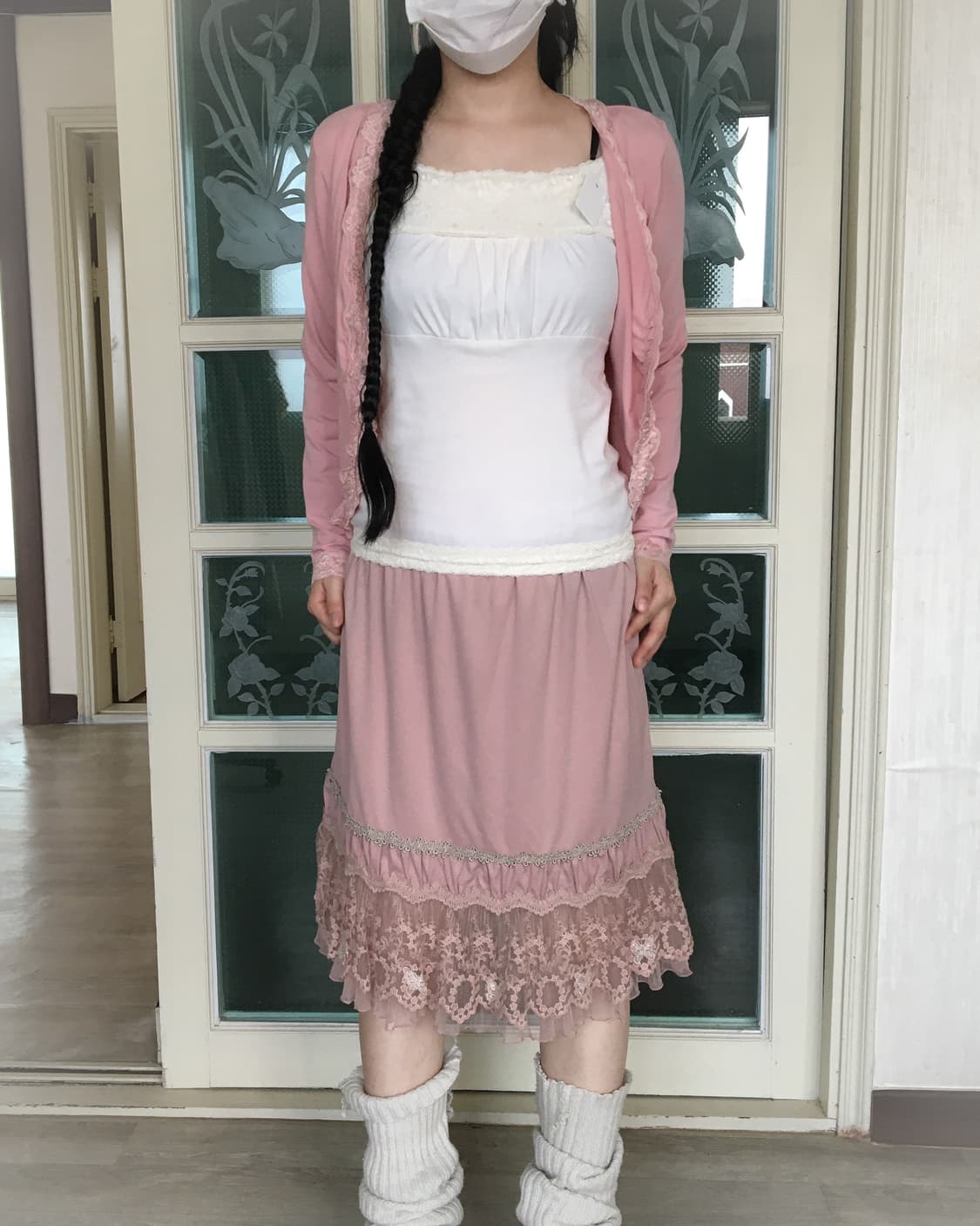 Lace trimming open cardigan 상품이미지1