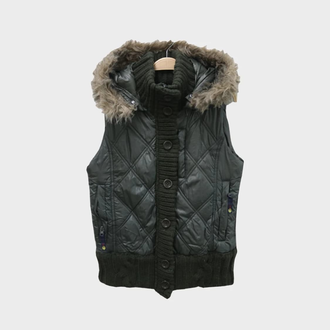 RAPUA 카키 울 니트 혼방 패딩 베스트 61065 상품이미지1