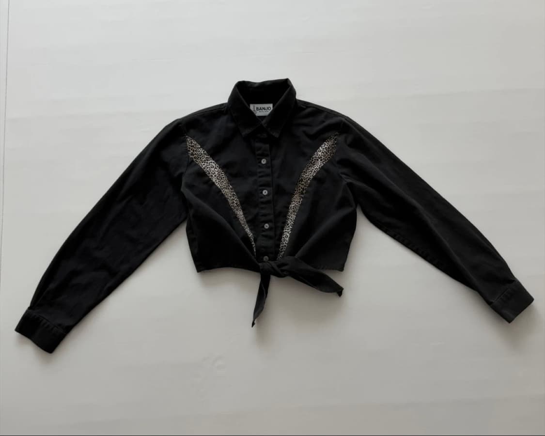 vintage banjo 호피 블랙 크롭 셔츠 상품이미지2