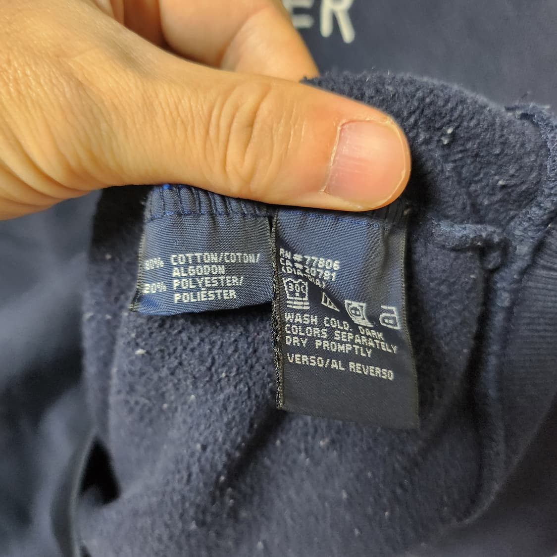 [L] 타미힐피거 오버핏 빅로고 네이비 기모 맨투맨 상품이미지4