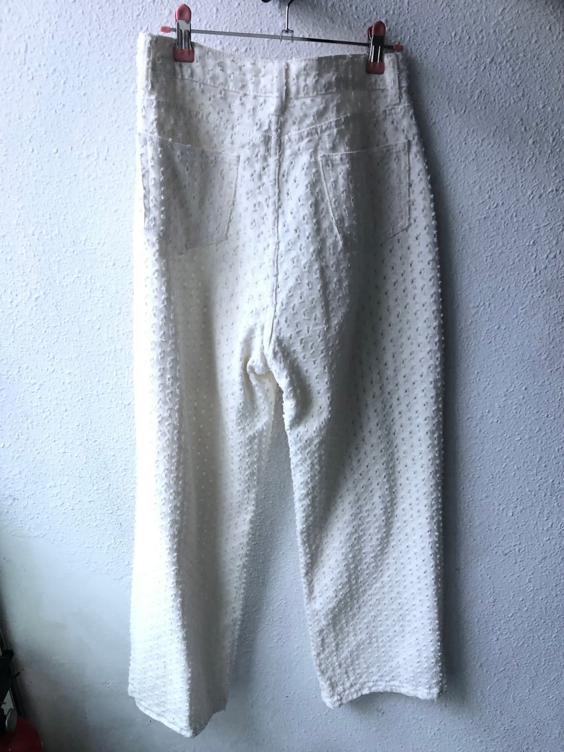 펑처 아이보리 와이드 팬츠  상품이미지3