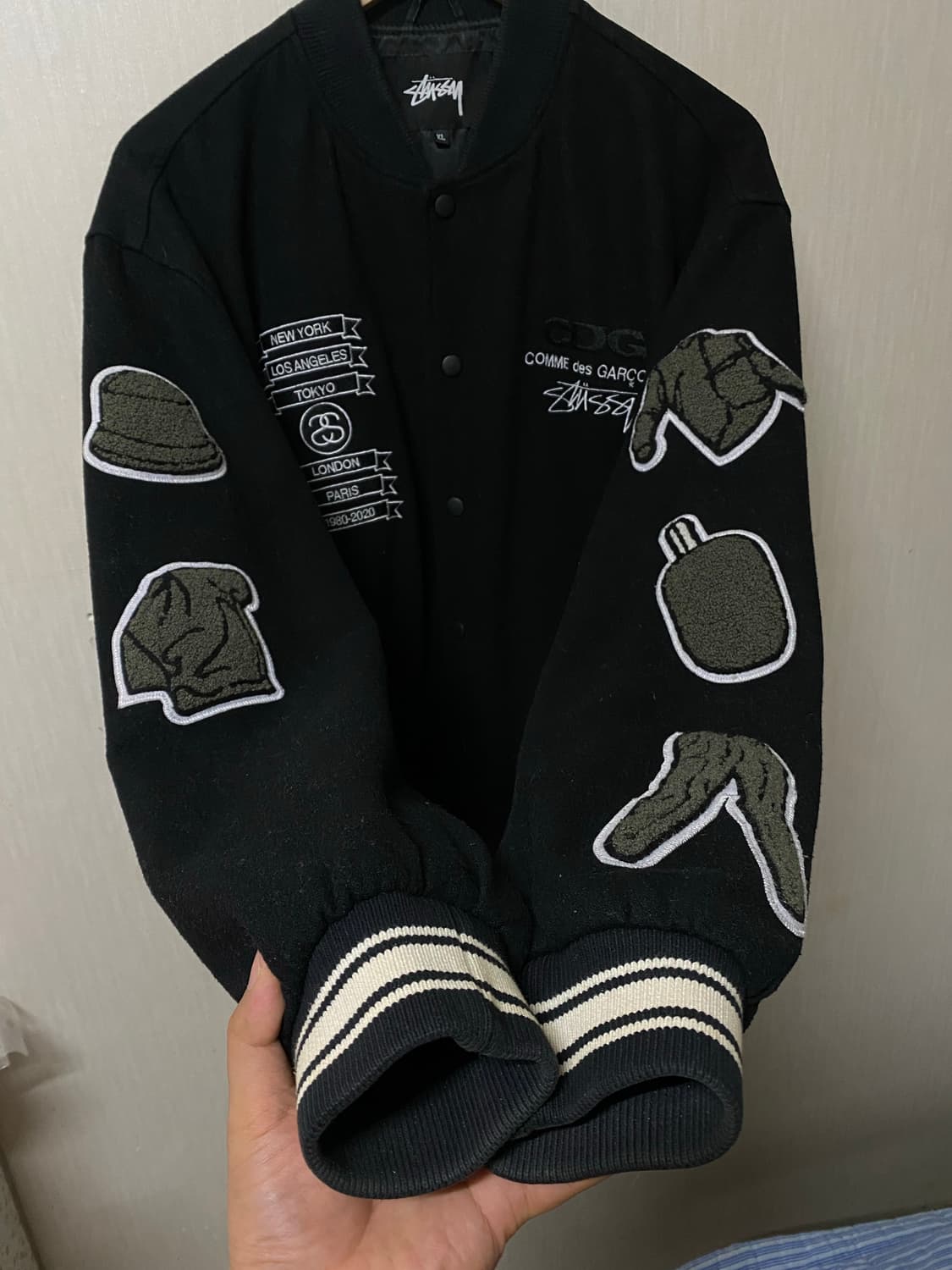 스투시 X CDG 꼼데가르송 바시티 자켓 XL 상품이미지4