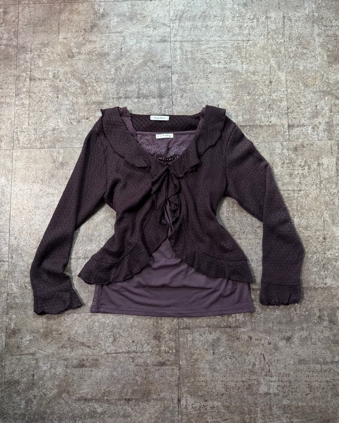 로사체리 러플 디테일 가디건 슬리브리스 2pcs SET 상품이미지1