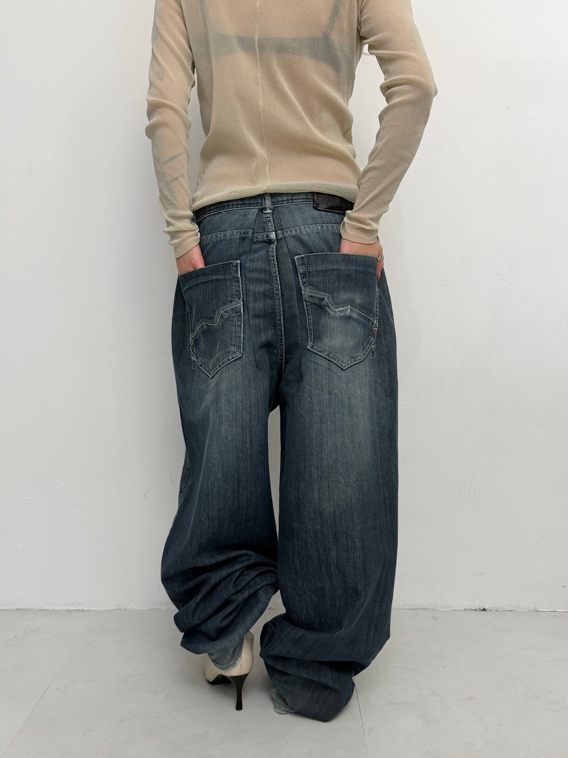 스트링 와이드 데님 상품이미지4