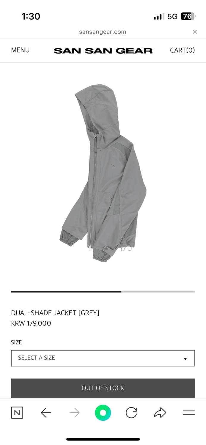 산산기어 DUAL-SHADE JACKET [GREY] 1사이즈 상품이미지3