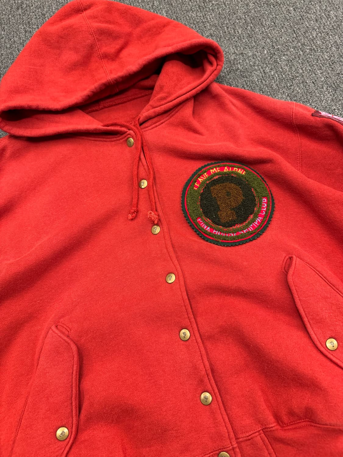 OS)Pink House 빈티지 패치 버건디 후드 자켓 상품이미지5