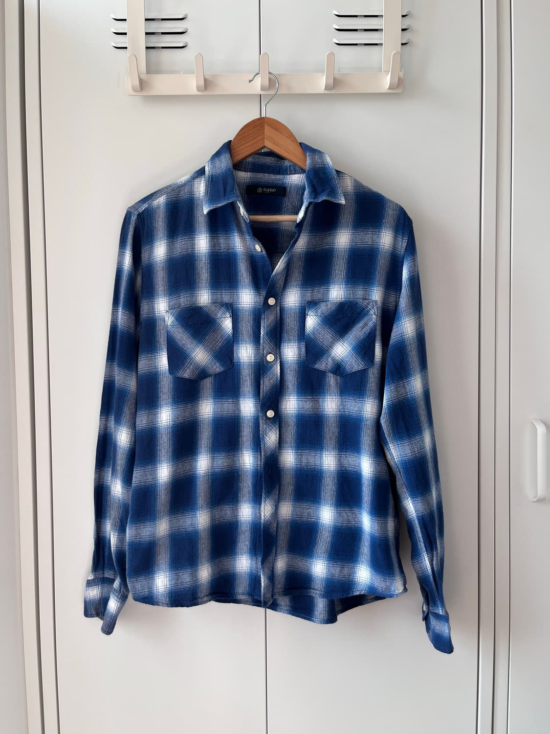 Nano base 블루 체크 셔츠 남방 상품이미지9